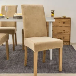 Stretch Dining Chair Cover Green Chair Seat Slipcover Velvet Elastic For Dining Party Hotel Wedding Soft Washable