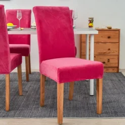 Stretch Dining Chair Cover Green Chair Seat Slipcover Velvet Elastic For Dining Party Hotel Wedding Soft Washable