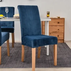 Stretch Dining Chair Cover Green Chair Seat Slipcover Velvet Elastic For Dining Party Hotel Wedding Soft Washable