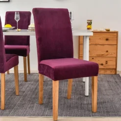 Stretch Dining Chair Cover Green Chair Seat Slipcover Velvet Elastic For Dining Party Hotel Wedding Soft Washable