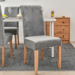 Stretch Dining Chair Cover Green Chair Seat Slipcover Velvet Elastic For Dining Party Hotel Wedding Soft Washable