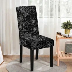 Stretch Floral Dining Chair Cover Elastic High Back Dining Chair Cover Slipcovers for Dining Chairs with Floral Pattern Easy to Fit and Remove Protects Against Spills and Stains Machine Washable