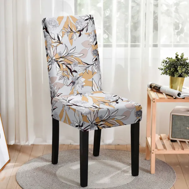 Stretch Floral Dining Chair Cover Elastic High Back Dining Chair Cover Slipcovers for Dining Chairs with Floral Pattern Easy to Fit and Remove Protects Against Spills and Stains Machine Washable