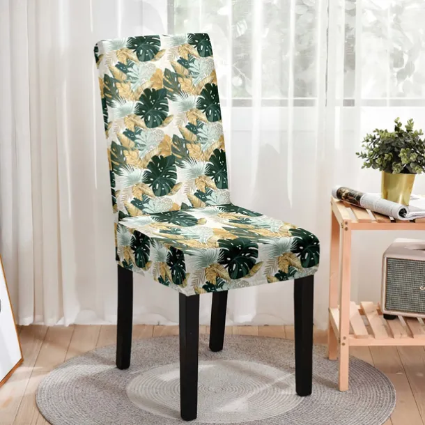 Stretch Leaves Dining Chair Cover Soft Chair Seat Slipcover Durable Washable Furniture Protector For Dining Room Party