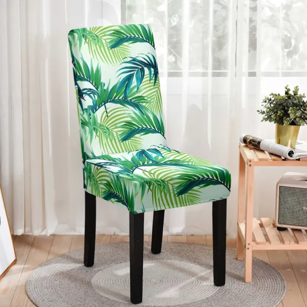 Stretch Leaves Dining Chair Cover Soft Chair Seat Slipcover Durable Washable Furniture Protector For Dining Room Party
