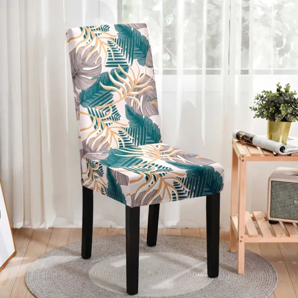 Stretch Leaves Dining Chair Cover Soft Chair Seat Slipcover Durable Washable Furniture Protector For Dining Room Party