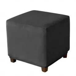 Stretch Ottoman Cover Burgundy Velvet Square Ottoman Slipcovers Rectangular Foldable Storage Stool Cover Bench Cover Furniture Protector Soft Slipcover with Elastic Bottom