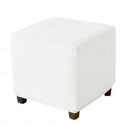 Stretch Ottoman Cover Burgundy Velvet Square Ottoman Slipcovers Rectangular Foldable Storage Stool Cover Bench Cover Furniture Protector Soft Slipcover with Elastic Bottom