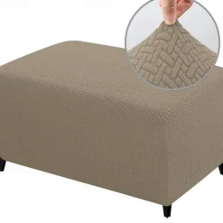 Stretch Ottoman Cover Square Ottoman Slipcovers Rectangular Foldable Storage Stool Cover Bench Cover Furniture Protector Soft Slipcover with Elastic Bottom