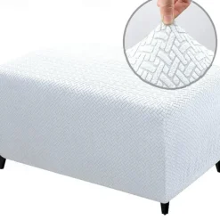 Stretch Ottoman Cover Square Ottoman Slipcovers Rectangular Foldable Storage Stool Cover Bench Cover Furniture Protector Soft Slipcover with Elastic Bottom