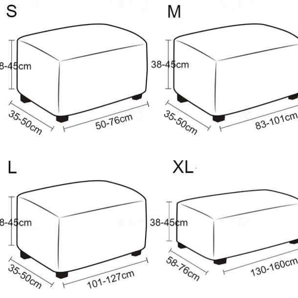 Stretch Ottoman Cover Square Ottoman Slipcovers Rectangular Foldable Storage Stool Cover Bench Cover Furniture Protector Soft Slipcover with Elastic Bottom