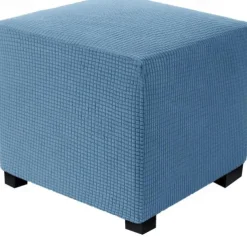 Stretch Ottoman Cover Square Ottoman Slipcovers Rectangular Foldable Storage Stool Cover Bench Cover Furniture Protector Soft Slipcover with Elastic Bottom