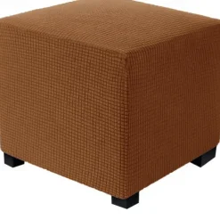 Stretch Ottoman Cover Square Ottoman Slipcovers Rectangular Foldable Storage Stool Cover Bench Cover Furniture Protector Soft Slipcover with Elastic Bottom
