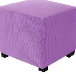 Stretch Ottoman Cover Square Ottoman Slipcovers Rectangular Foldable Storage Stool Cover Bench Cover Furniture Protector Soft Slipcover with Elastic Bottom