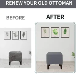 Stretch Ottoman Cover Square Ottoman Slipcovers Rectangular Foldable Storage Stool Cover Bench Cover Furniture Protector Soft Slipcover with Elastic Bottom