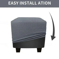 Stretch Ottoman Cover Square Ottoman Slipcovers Rectangular Foldable Storage Stool Cover Bench Cover Furniture Protector Soft Slipcover with Elastic Bottom