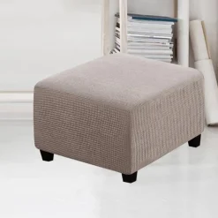Stretch Ottoman Cover Square Ottoman Slipcovers Furniture Protector Folding Storage Stool Furniture Protector Soft Slipcover with Elastic Bottom
