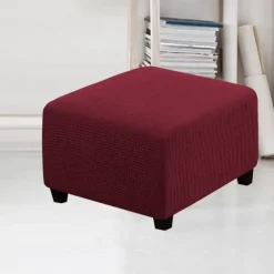 Stretch Ottoman Cover Square Ottoman Slipcovers Furniture Protector Folding Storage Stool Furniture Protector Soft Slipcover with Elastic Bottom