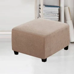 Stretch Ottoman Cover Square Ottoman Slipcovers Furniture Protector Folding Storage Stool Furniture Protector Soft Slipcover with Elastic Bottom