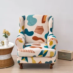 Stretch Printed Wingback Chair Cover Durable and Elastic Slipcover with Stylish Print Design Perfect for Protecting and Refreshing Your Wingback Chair Ideal for Home Decor
