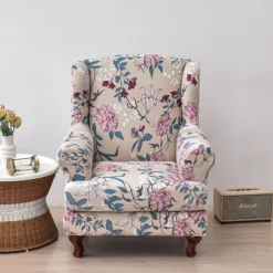 Stretch Printed Wingback Chair Cover Durable and Elastic Slipcover with Stylish Print Design Perfect for Protecting and Refreshing Your Wingback Chair Ideal for Home Decor