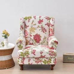 Stretch Printed Wingback Chair Cover Durable and Elastic Slipcover with Stylish Print Design Perfect for Protecting and Refreshing Your Wingback Chair Ideal for Home Decor