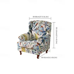 Stretch Printed Wingback Chair Cover Durable and Elastic Slipcover with Stylish Print Design Perfect for Protecting and Refreshing Your Wingback Chair Ideal for Home Decor