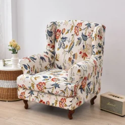 Stretch Printed Wingback Chair Cover Durable and Elastic Slipcover with Stylish Print Design Perfect for Protecting and Refreshing Your Wingback Chair Ideal for Home Decor