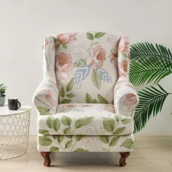 Stretch Printed Wingback Chair Cover Durable and Elastic Slipcover with Stylish Print Design Perfect for Protecting and Refreshing Your Wingback Chair Ideal for Home Decor