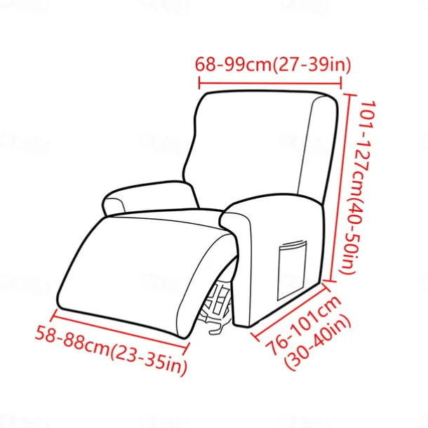 Stretch Recliner Couch Cover Armchair Sofa Cover Sofa Slipcover with Pocket Washable Furniture Protector for Kids, Pets, Dogs, Cats
