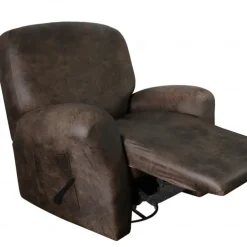 Stretch Recliner Cover Burgundy Recliner Covers Arm Chair Slipcover Like Leather Washable Couch Cover Pocket Protector for Pet, Dogs(1 Backest Cover,1 Seat Cover,2 Armrest Cover)