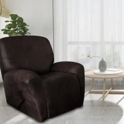 Stretch Recliner Cover Burgundy Recliner Covers Arm Chair Slipcover Like Leather Washable Couch Cover Pocket Protector for Pet, Dogs(1 Backest Cover,1 Seat Cover,2 Armrest Cover)
