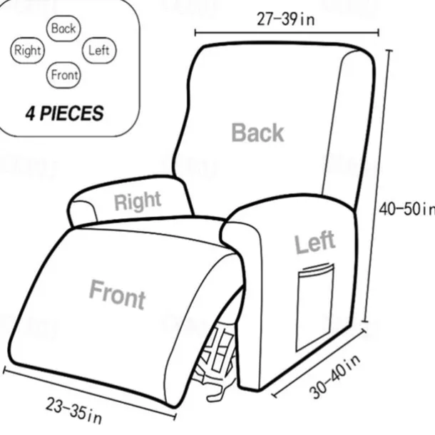 Stretch Recliner Cover Recliner Covers 1 Seater Armchair Couch Slipcover with Elastic Loop, Anti-cat Scratch Furniture Protector for Kids, Pets, Dogs, Cats