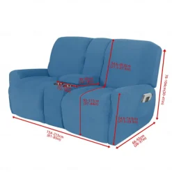 Stretch Recliner Covers Burgundy Loveseat with Middle Console Slipcover Recliner Loveseat Sofa Cover with Side Pocket(3 Armrest Cover,3 Backrest,2 Seat Cover)