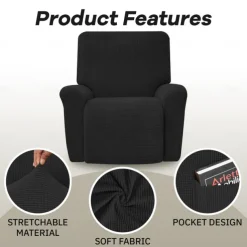 Stretch Recliner Covers Elastic Sofa Slipcover, Sofa Protector with Elastic Loop for Kids, Pets, Dogs, Cats
