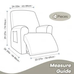 Stretch Recliner Covers Elastic Sofa Slipcover, Sofa Protector with Elastic Loop for Kids, Pets, Dogs, Cats