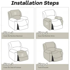 Stretch Recliner Covers Elastic Sofa Slipcover, Sofa Protector with Elastic Loop for Kids, Pets, Dogs, Cats