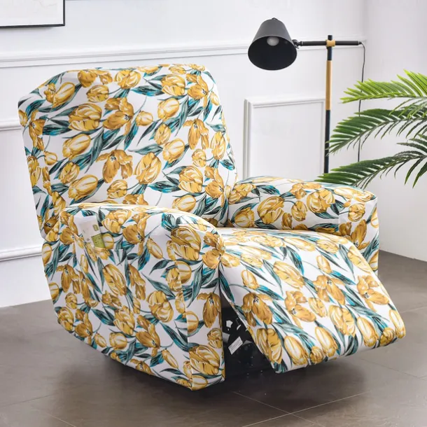 Stretch Recliner Covers Slipcover Graphic Print Anti-Slip Fitted Cover Couch Furniture Protector with Elastic Bottom(Include 1 Backrest Cover, 1 Seat Cover, 2 Armrest Cover)