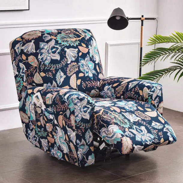 Stretch Recliner Covers Slipcover Graphic Print Anti-Slip Fitted Cover Couch Furniture Protector with Elastic Bottom(Include 1 Backrest Cover, 1 Seat Cover, 2 Armrest Cover)