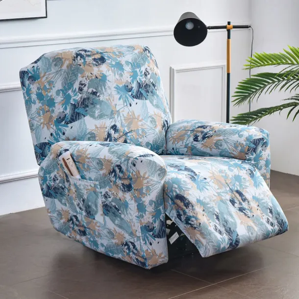 Stretch Recliner Covers Slipcover Graphic Print Anti-Slip Fitted Cover Couch Furniture Protector with Elastic Bottom(Include 1 Backrest Cover, 1 Seat Cover, 2 Armrest Cover)