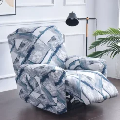 Stretch Recliner Covers Slipcover Graphic Print Anti-Slip Fitted Cover Couch Furniture Protector with Elastic Bottom(Include 1 Backrest Cover, 1 Seat Cover, 2 Armrest Cover)