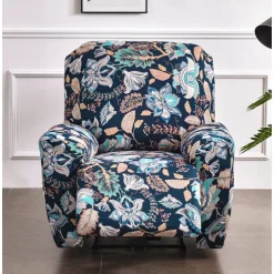 Stretch Recliner Covers Slipcover Graphic Print Anti-Slip Fitted Cover Couch Furniture Protector with Elastic Bottom(Include 1 Backrest Cover, 1 Seat Cover, 2 Armrest Cover)
