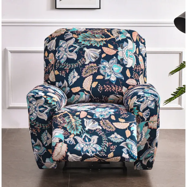 Stretch Recliner Covers Slipcover Graphic Print Anti-Slip Fitted Cover Couch Furniture Protector with Elastic Bottom(Include 1 Backrest Cover, 1 Seat Cover, 2 Armrest Cover)