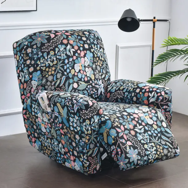 Stretch Recliner Covers Slipcover Graphic Print Anti-Slip Fitted Cover Couch Furniture Protector with Elastic Bottom(Include 1 Backrest Cover, 1 Seat Cover, 2 Armrest Cover)