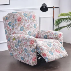 Stretch Recliner Covers Slipcover Graphic Print Anti-Slip Fitted Cover Couch Furniture Protector with Elastic Bottom(Include 1 Backrest Cover, 1 Seat Cover, 2 Armrest Cover)