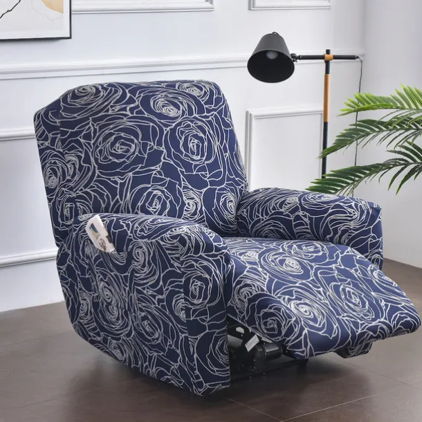 Stretch Recliner Covers Slipcover Graphic Print Anti-Slip Fitted Cover Couch Furniture Protector with Elastic Bottom(Include 1 Backrest Cover, 1 Seat Cover, 2 Armrest Cover)