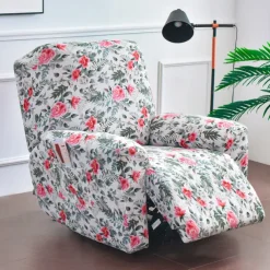 Stretch Recliner Covers Slipcover Graphic Print Anti-Slip Fitted Cover Couch Furniture Protector with Elastic Bottom(Include 1 Backrest Cover, 1 Seat Cover, 2 Armrest Cover)