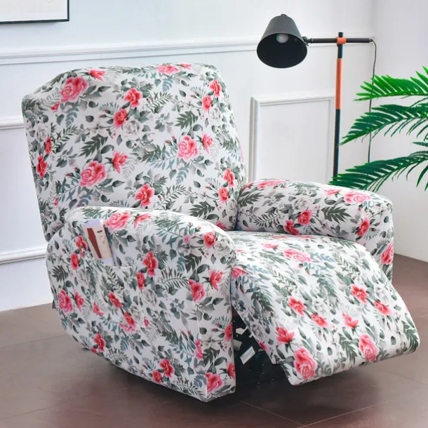 Stretch Recliner Covers Slipcover Graphic Print Anti-Slip Fitted Cover Couch Furniture Protector with Elastic Bottom(Include 1 Backrest Cover, 1 Seat Cover, 2 Armrest Cover)