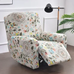 Stretch Recliner Covers Slipcover Graphic Print Anti-Slip Fitted Cover Couch Furniture Protector with Elastic Bottom(Include 1 Backrest Cover, 1 Seat Cover, 2 Armrest Cover)