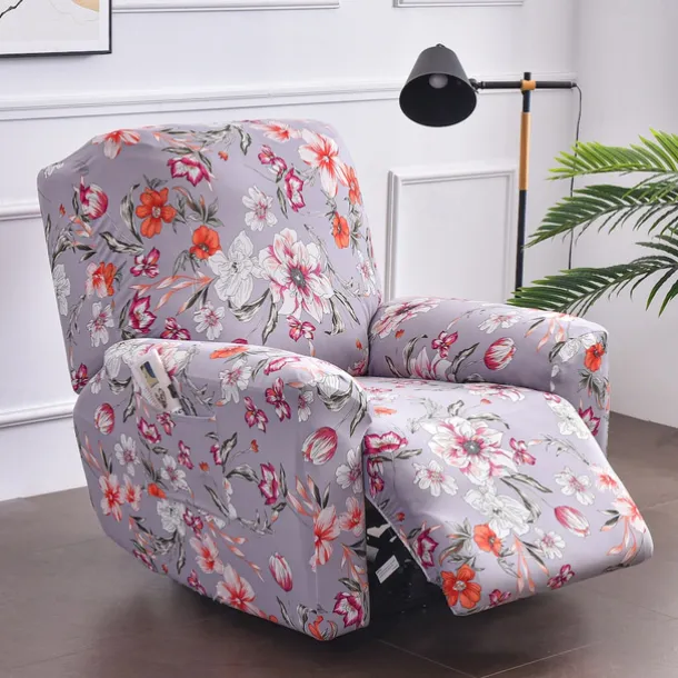 Stretch Recliner Covers Slipcover Graphic Print Anti-Slip Fitted Cover Couch Furniture Protector with Elastic Bottom(Include 1 Backrest Cover, 1 Seat Cover, 2 Armrest Cover)